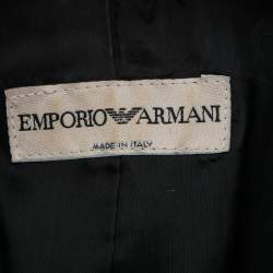 Pre Owned Emporio Armani Black Striped Crepe Flared Sleeve Blazer M