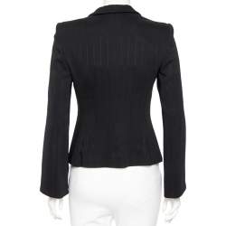 Pre Owned Emporio Armani Black Striped Crepe Flared Sleeve Blazer M
