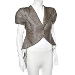 Emporio Armani Brown Synthetic Asymmetric Hem Blazer L