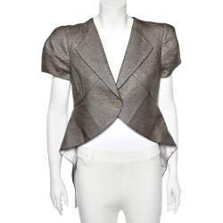 Emporio Armani Brown Synthetic Asymmetric Hem Blazer L