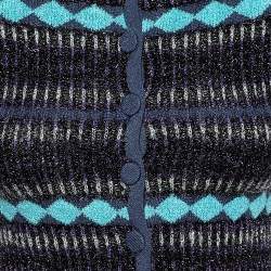 Pre Owned Emporio Armani Multicolor patterned Lurex Knit Button Front Top S