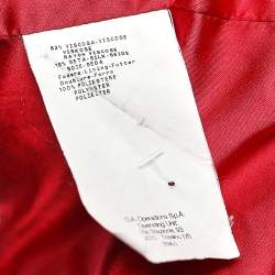 Pre Owned Emporio Armani Red Velvet Button Front Blazer L