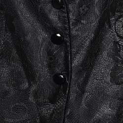 Pre Owned Emporio Armani Black Lace Button Front Blazer M