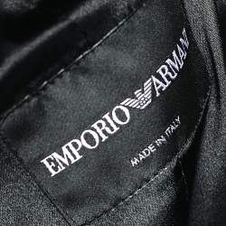 Pre Owned Emporio Armani Black Lace Button Front Blazer M