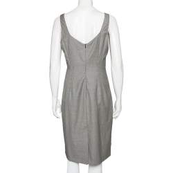 Pre Owned Emporio Armani Monochrome Houndstooth Printed Wool Short Dress L