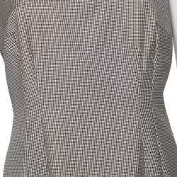 Pre Owned Emporio Armani Monochrome Houndstooth Printed Wool Short Dress L