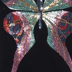 Pre Owned Emporio Armani Black Butterfly Print Cotton Sequins Top M