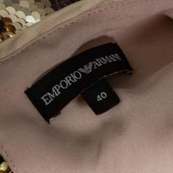 Pre Owned Emporio Armani Gold Sequin Embellished Mini Dress S