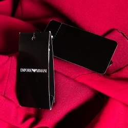 Pre Owned Emporio Armani Pink Knit Jacket Detailed Cap Sleeve Dress M