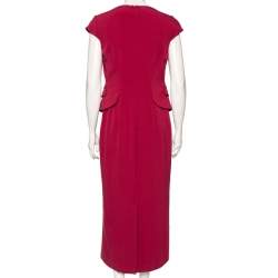 Pre Owned Emporio Armani Pink Knit Jacket Detailed Cap Sleeve Dress M