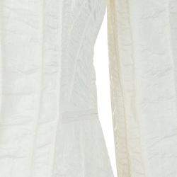 Pre Owned Emporio Armani Cream ZigZag Topstitch Detail Pintucked Blazer M