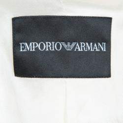 Pre Owned Emporio Armani Cream ZigZag Topstitch Detail Pintucked Blazer M