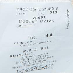 Pre Owned Emporio Armani Cream ZigZag Topstitch Detail Pintucked Blazer M