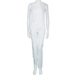 Pre Owned Emporio Armani White Straight Fit Trousers S