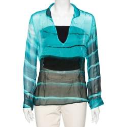 Emporio Armani Blue Printed Silk Top M