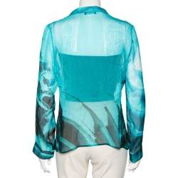 Emporio Armani Blue Printed Silk Top M