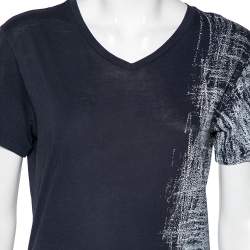 Pre Owned Emporio Armani Blue Cotton Half Printed Short Sleeve T-Shirt S
