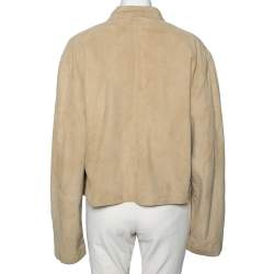 Pre Owned Emporio Armani Vintage Beige Suede Button Front Jacket XL