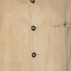 Pre Owned Emporio Armani Vintage Beige Suede Button Front Jacket XL