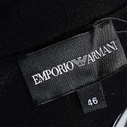 Pre Owned Emporio Armani Black Knit Floral Applique Sweater Top S