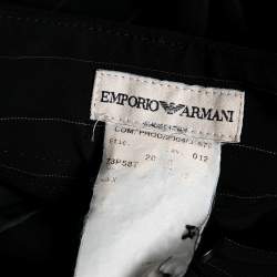 Pre Owned Emporio Armani Black Pinstriped Crepe Single Breasted Suit M
