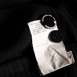 Pre Owned Emporio Armani Black Textured Crepe Padded Shoulder Detail Tailored Suit M