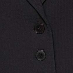 Pre Owned Emporio Armani Black Textured Crepe Padded Shoulder Detail Tailored Suit M