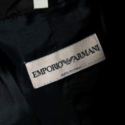 Pre Owned Emporio Armani Vintage Black Wool Belt Detailed Tailored Suit M