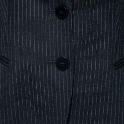 Pre Owned Emporio Armani Midnight Blue Pinstriped Wool Single Breasted Blazer M