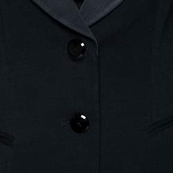 Pre Owned Emporio Armani Black Textured Crepe & Satin Trimmed Single Breasted Suit M