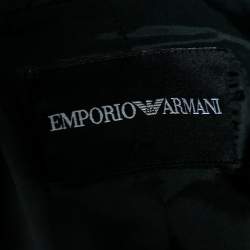 Pre Owned Emporio Armani Black Textured Crepe & Satin Trimmed Single Breasted Suit M