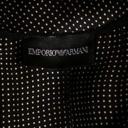 Pre Owned Emporio Armani Black Polka Dot Ruffled Hem Cap Sleeve Blouse L