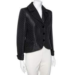 Pre Owned Emporio Armani Black Jacquard Single Breasted Blazer M