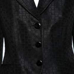 Pre Owned Emporio Armani Black Jacquard Single Breasted Blazer M