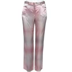 Pre Owned Emporio Armani Pink & Grey Silk Pants M