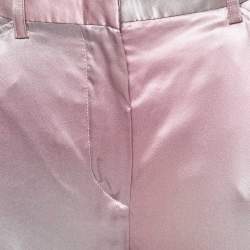 Pre Owned Emporio Armani Pink & Grey Silk Pants M