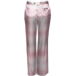 Pre Owned Emporio Armani Pink & Grey Silk Pants M