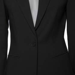 Pre Owned Emporio Armani Black Wool Single Breasted Blazer S