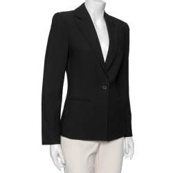 Pre Owned Emporio Armani Black Wool Single Breasted Blazer S