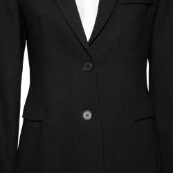 Pre Owned Emporio Armani Black Wool Single Breasted Blazer S