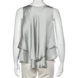 Emporio Armani Pale Green Silk Layered Sleeveless Button Front Top M