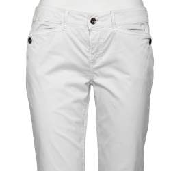 Pre Owned Emporio Armani  White Cotton Regular Fit Pants M