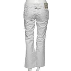 Pre Owned Emporio Armani  White Cotton Regular Fit Pants M