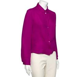 Pre Owned Emporio Armani Purple Silk Button Front Blouse L