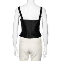 Pre Owned Emporio Armani Black Floral Sequin Embroidered Crepe Corset S