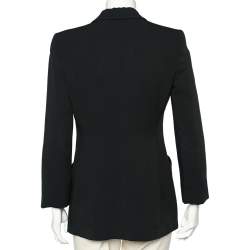 Pre Owned Emporio Armani Black Crepe Button Front Blazer S