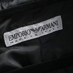 Pre Owned Emporio Armani Black Crepe Button Front Blazer S