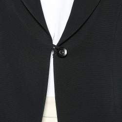 Pre Owned Emporio Armani Black Crepe Button Front Blazer S