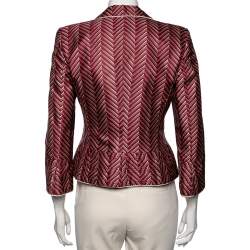 Pre Owned Emporio Armani Red Printed Silk Blazer M