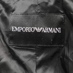 Pre Owned Emporio Armani Black Cotton Blend Belted Trench Coat L